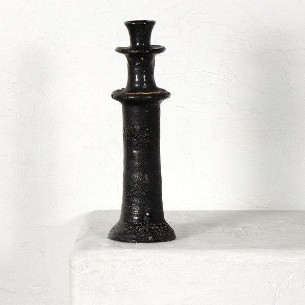 Black Pottery Candlestick